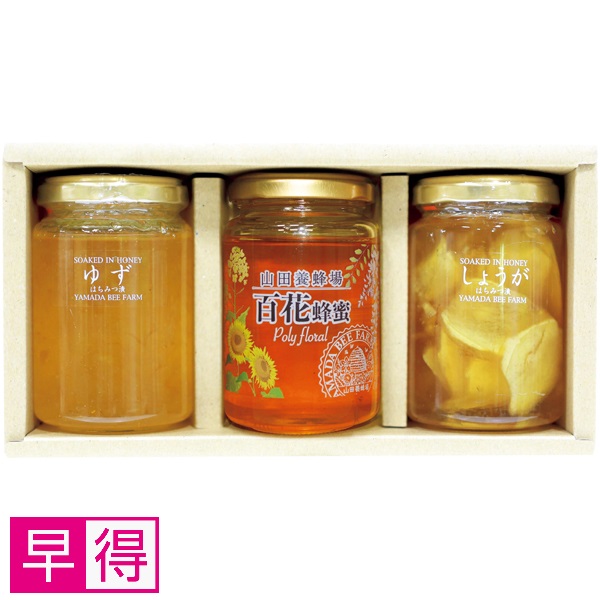 【早得】山田養蜂場 蜂蜜・蜂蜜漬3本セット 商品サムネイル