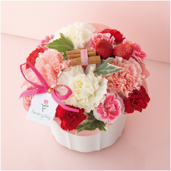 welzoFLOWER カーネーションアレンジ「ストロベリーパフェ」【母の日】 商品サムネイル