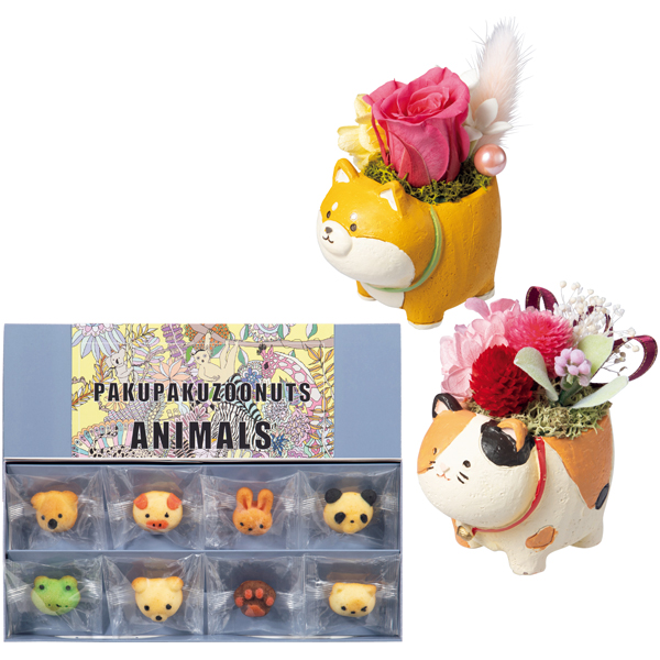 ドルチェ・ディ・ロッカ・カリーノ パクパクアニマルズとアニマルプリザ（いぬ・ねこ）【母の日】 商品サムネイル