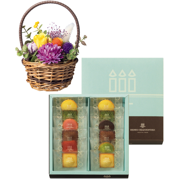 アンリ・シャルパンティエ プティ・ガトー・アソルティとプリザーブドフラワー「ガーデン」【父の日】 商品サムネイル