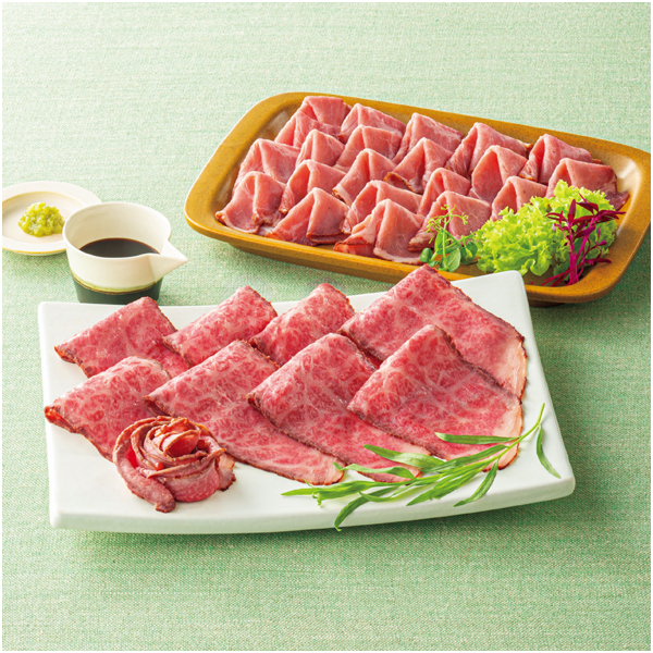 国産黒毛和牛ローストビーフ・ローストポークスライスセット【父の日】 商品画像(1)